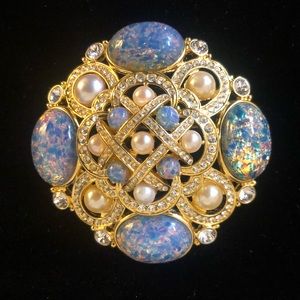 Vintage opal and pearl brooch